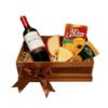 Caixa Requinte com vinho e queijos